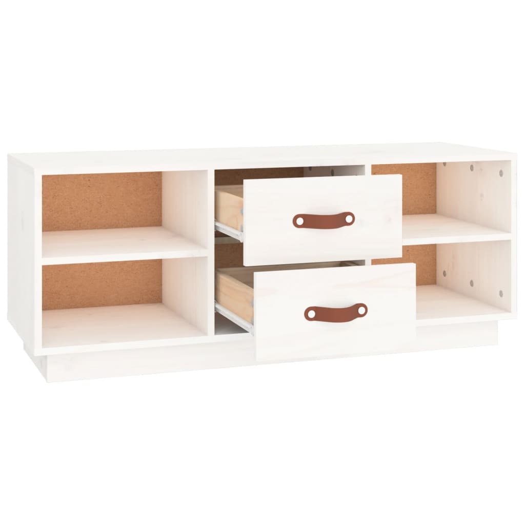 Mobile Porta TV Bianco 100x34x40 cm in Legno Massello di Pino - homemem39