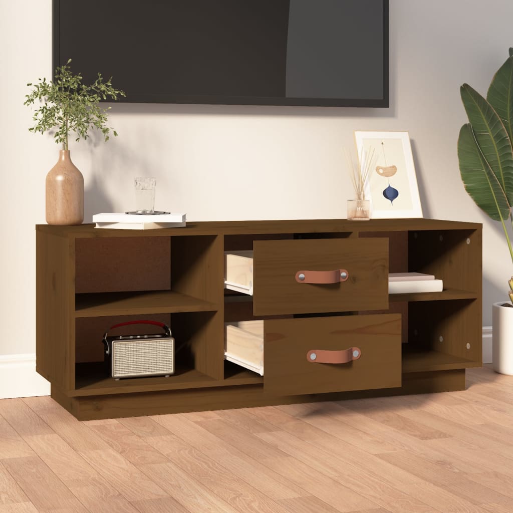 Mobile Porta TV Ambra 100x34x40 cm in Legno Massello di Pino - homemem39