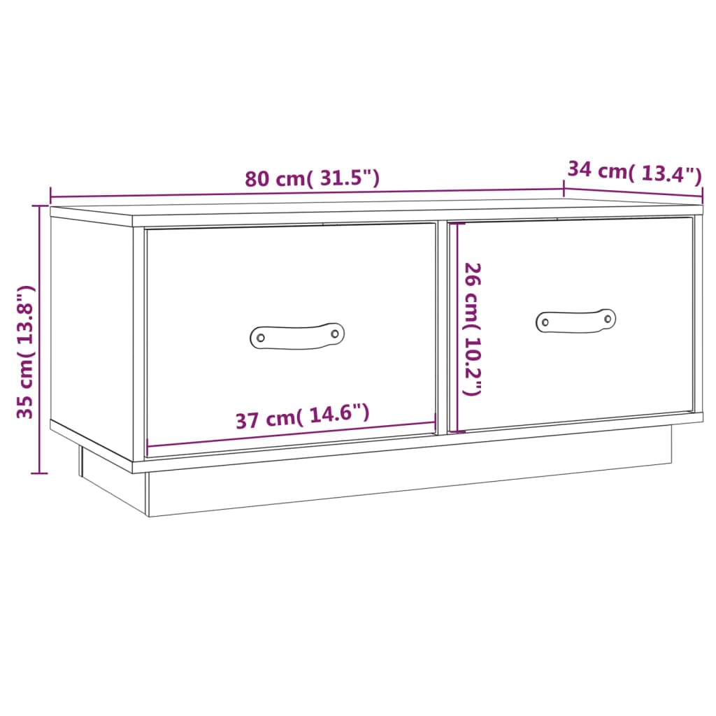 Mobile Porta TV Grigio 80x34x35 cm in Legno Massello di Pino | homemem39