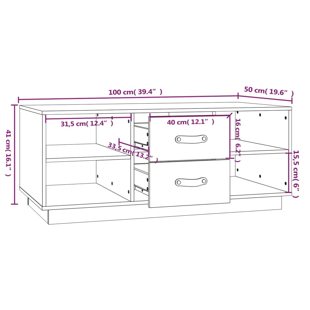 Tavolino da Salotto Bianco 100x50x41 cm Legno Massello di Pino | homemem39