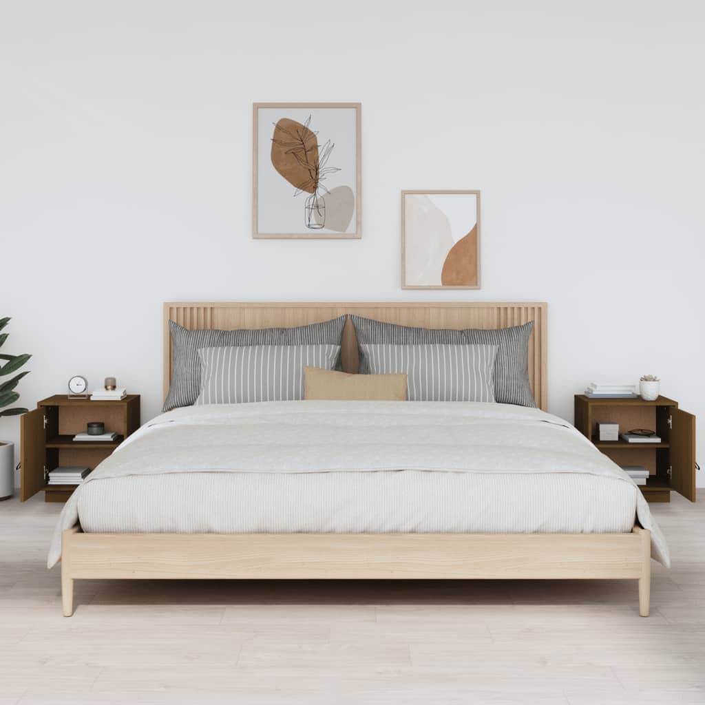 Comodini 2 pz ambra 40x34x45 cm in Legno Massello di Pino - homemem39