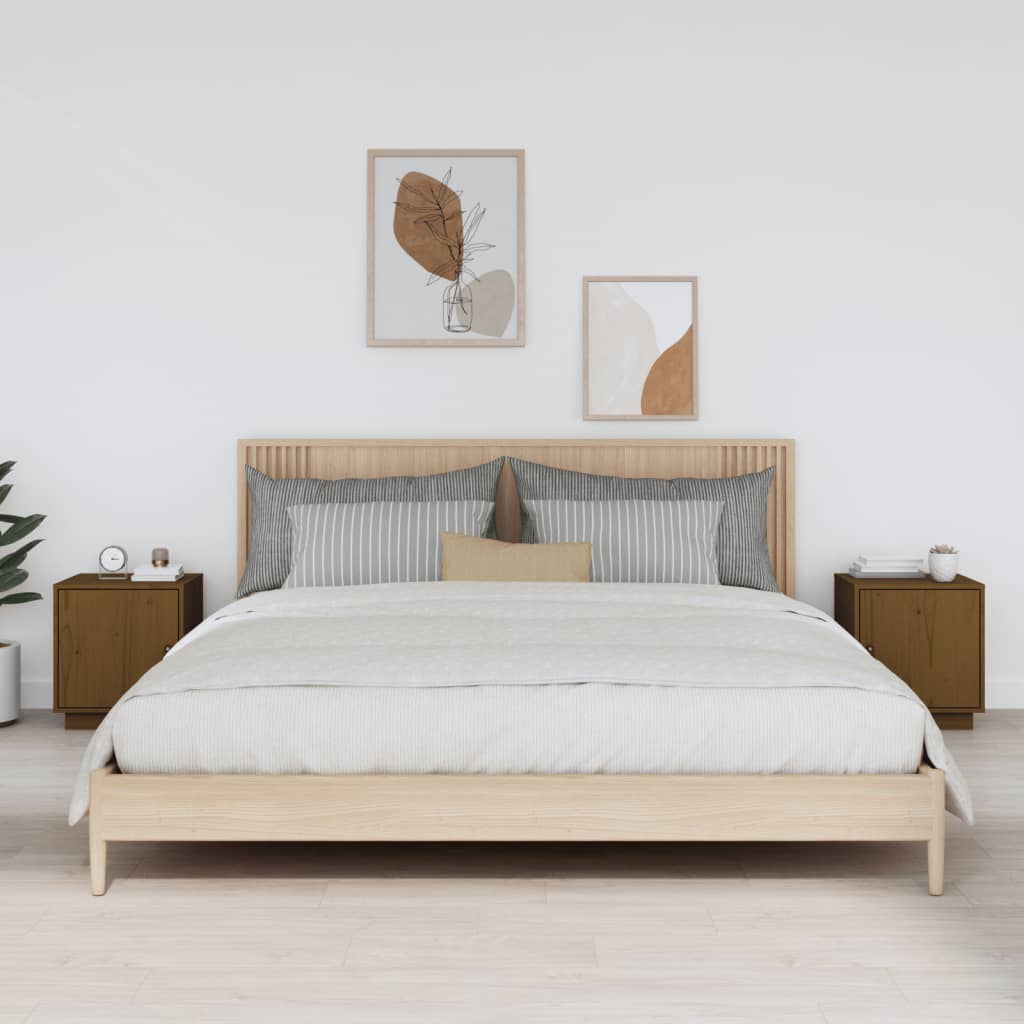 Comodini 2 pz ambra 40x34x45 cm in Legno Massello di Pino - homemem39