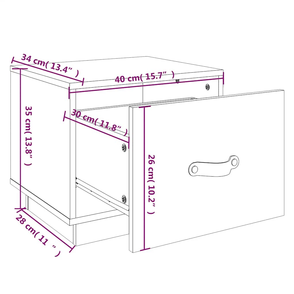 Comodini 2 pz Grigi 40x34x35 cm in Legno Massello di Pino | homemem39