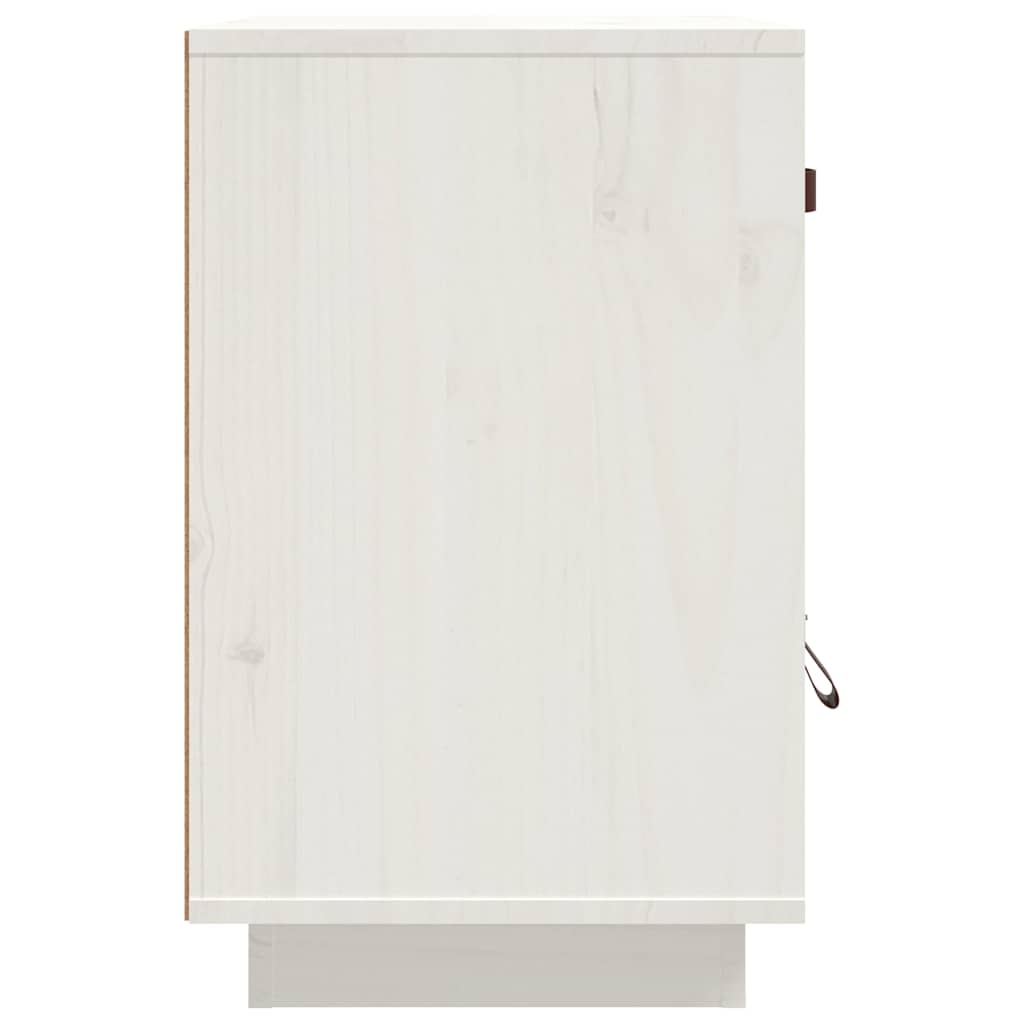 Comodino Bianco 40x34x55 cm in Legno Massello di Pino - homemem39