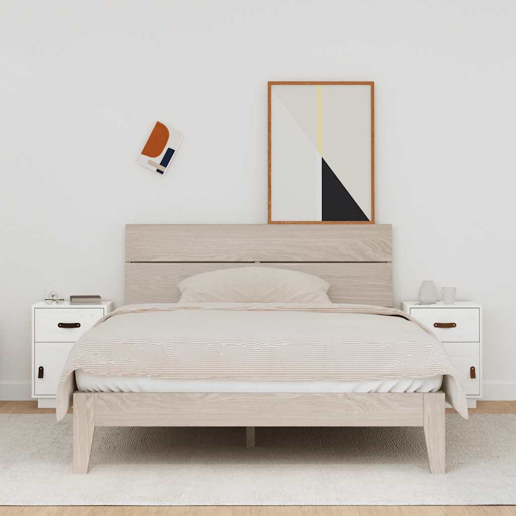 Comodini Bianchi 2 pz 40x34x55 cm in Legno Massello di Pino - homemem39