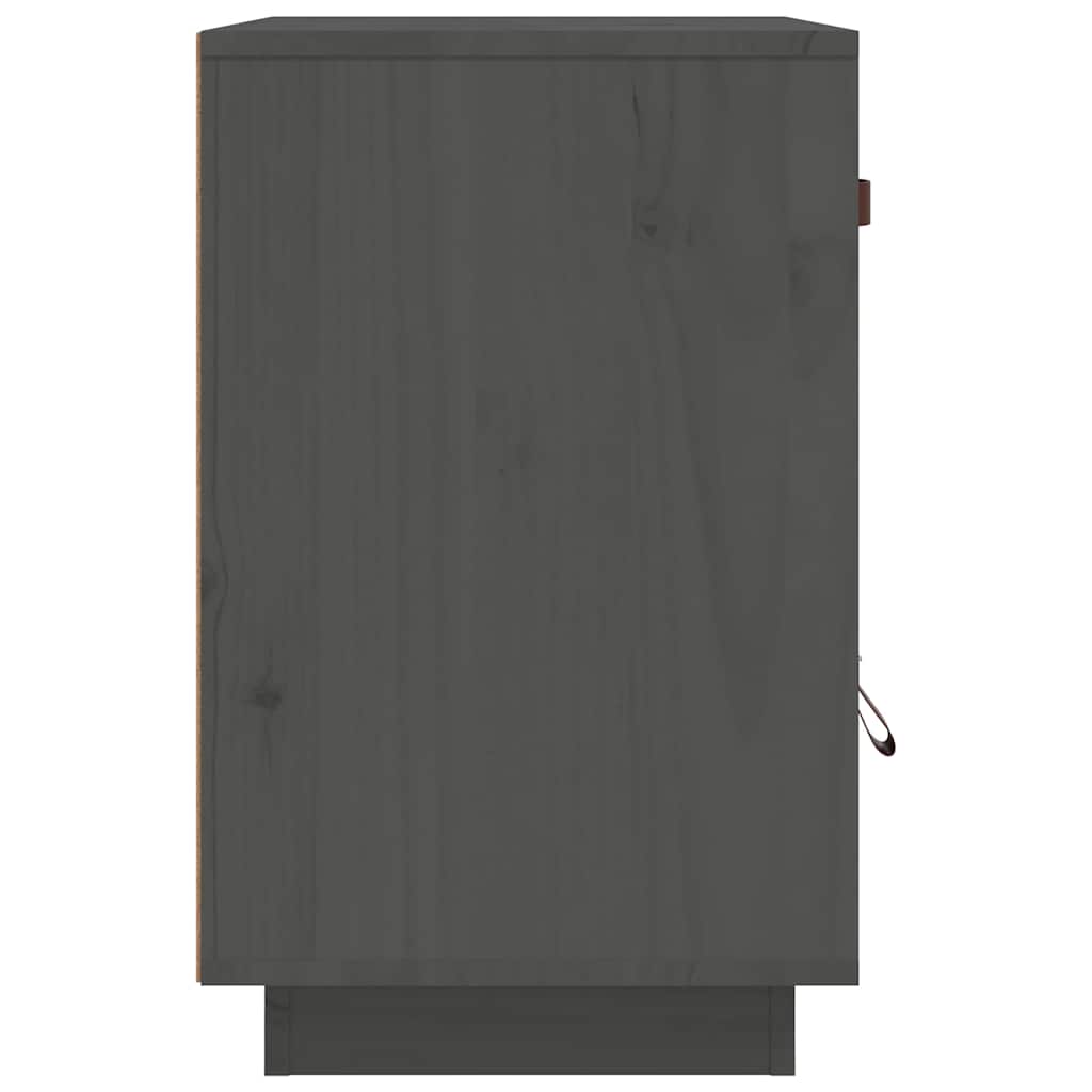Comodino Grigio 40x34x55 cm in Legno Massello di Pino - homemem39