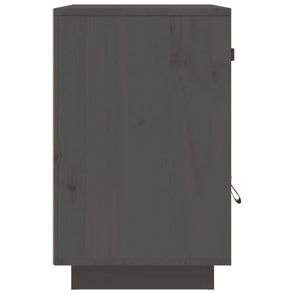 Comodini Grigi 2 pz 40x34x55 cm in Legno Massello di Pino - homemem39