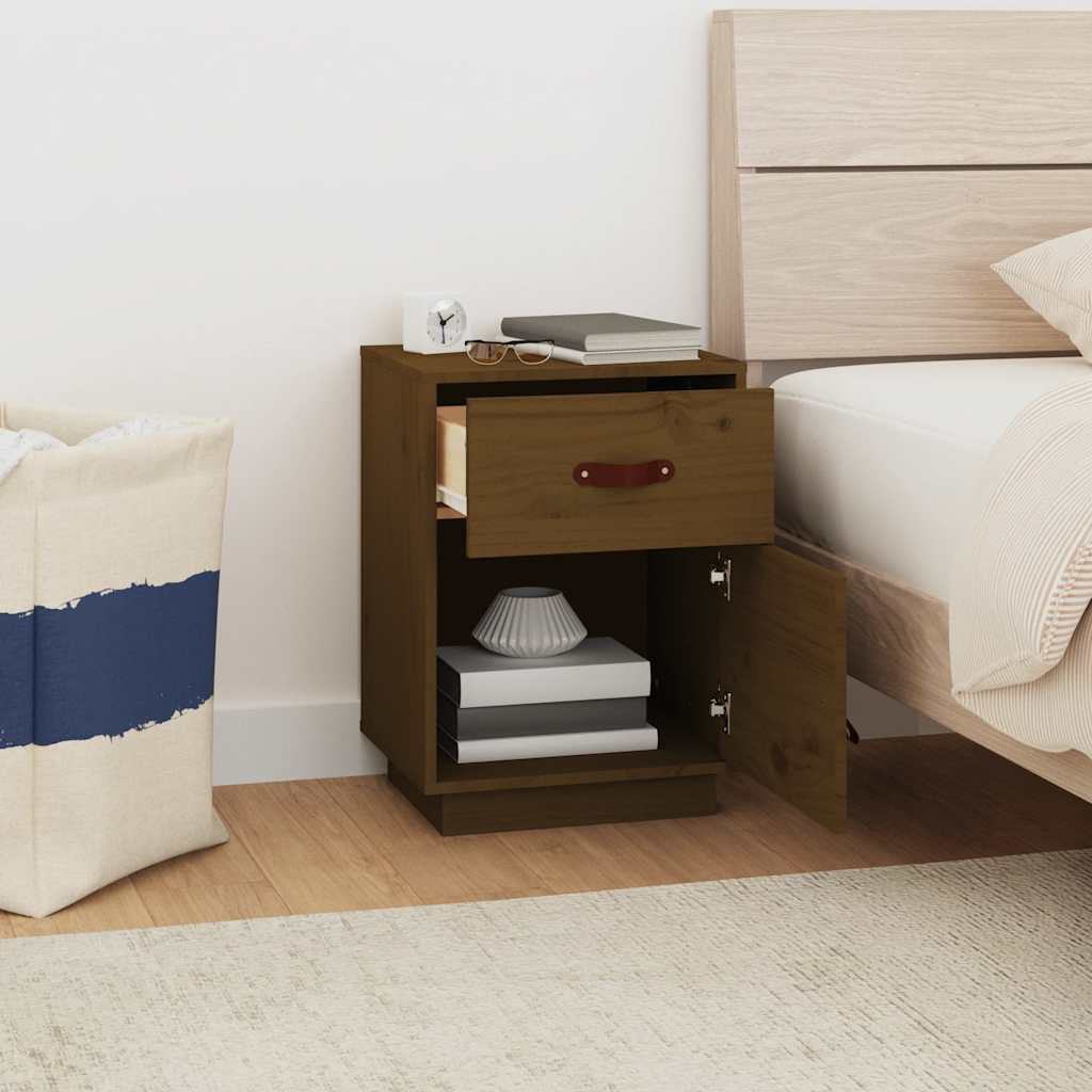 Comodino ambra 40x34x55 cm in Legno Massello di Pino - homemem39