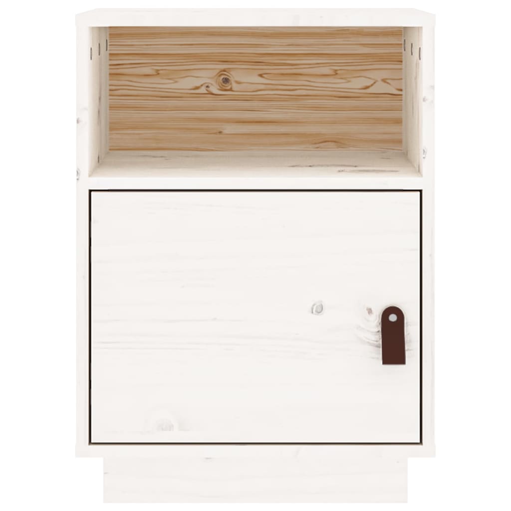 Comodini Bianchi 2 pz 40x34x55 cm in Legno Massello di Pino - homemem39