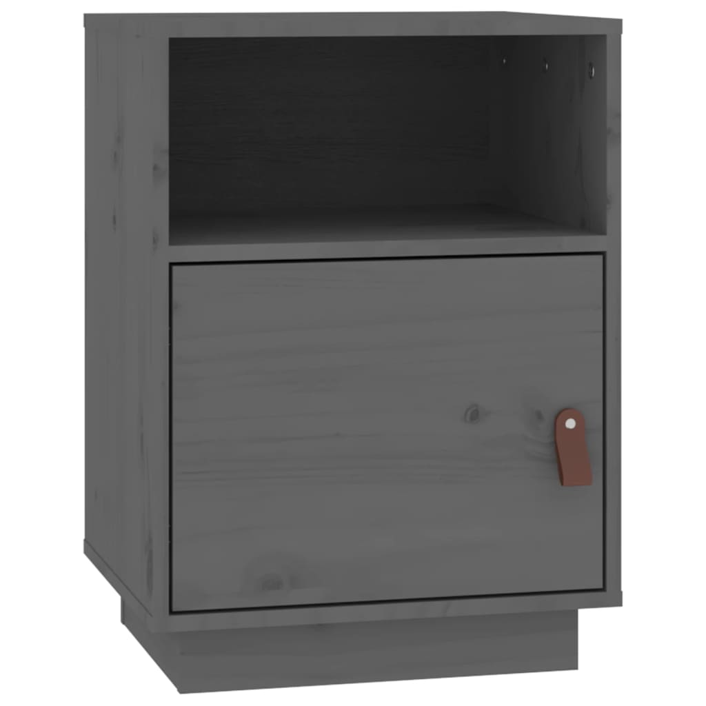 Comodini Grigi 2 pz 40x34x55 cm in Legno Massello di Pino - homemem39