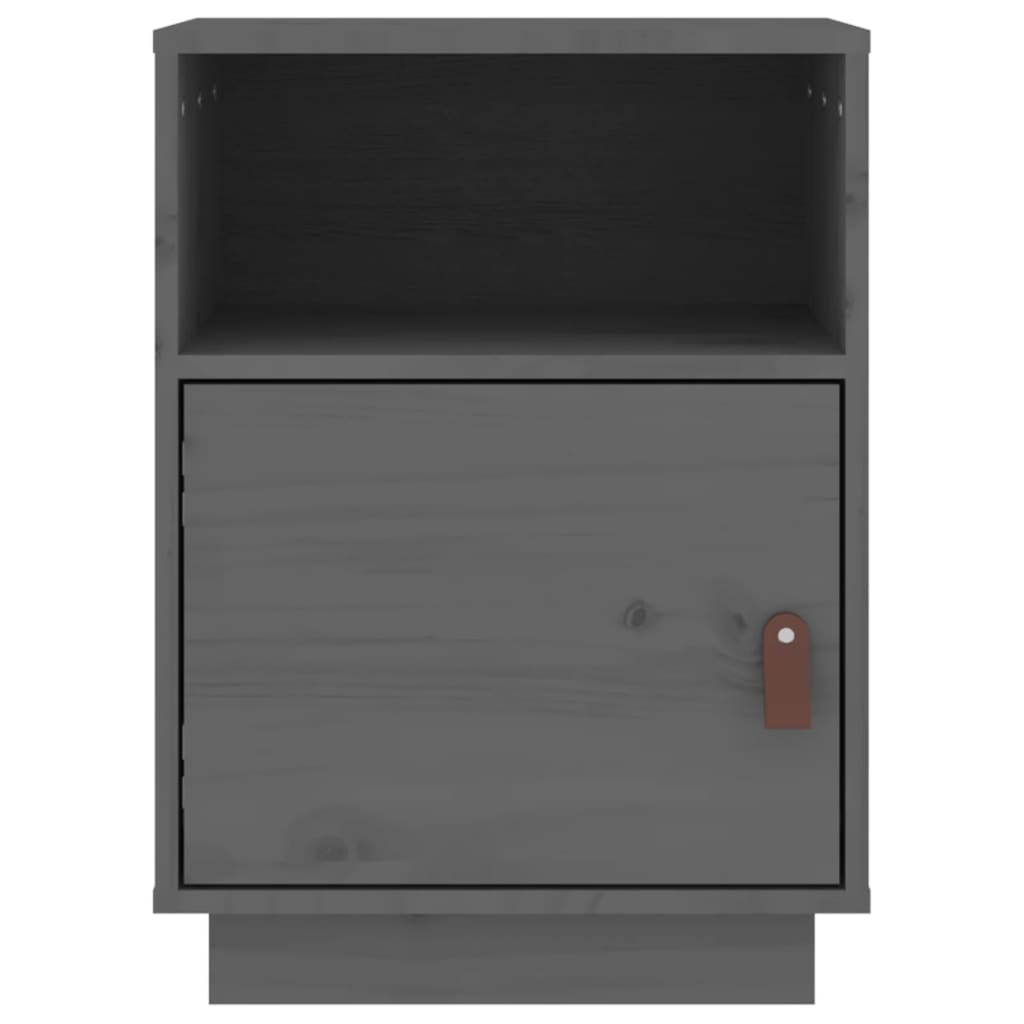 Comodini Grigi 2 pz 40x34x55 cm in Legno Massello di Pino - homemem39