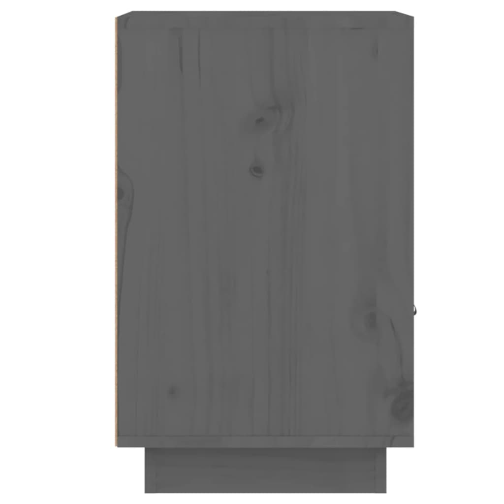 Comodini Grigi 2 pz 40x34x55 cm in Legno Massello di Pino - homemem39