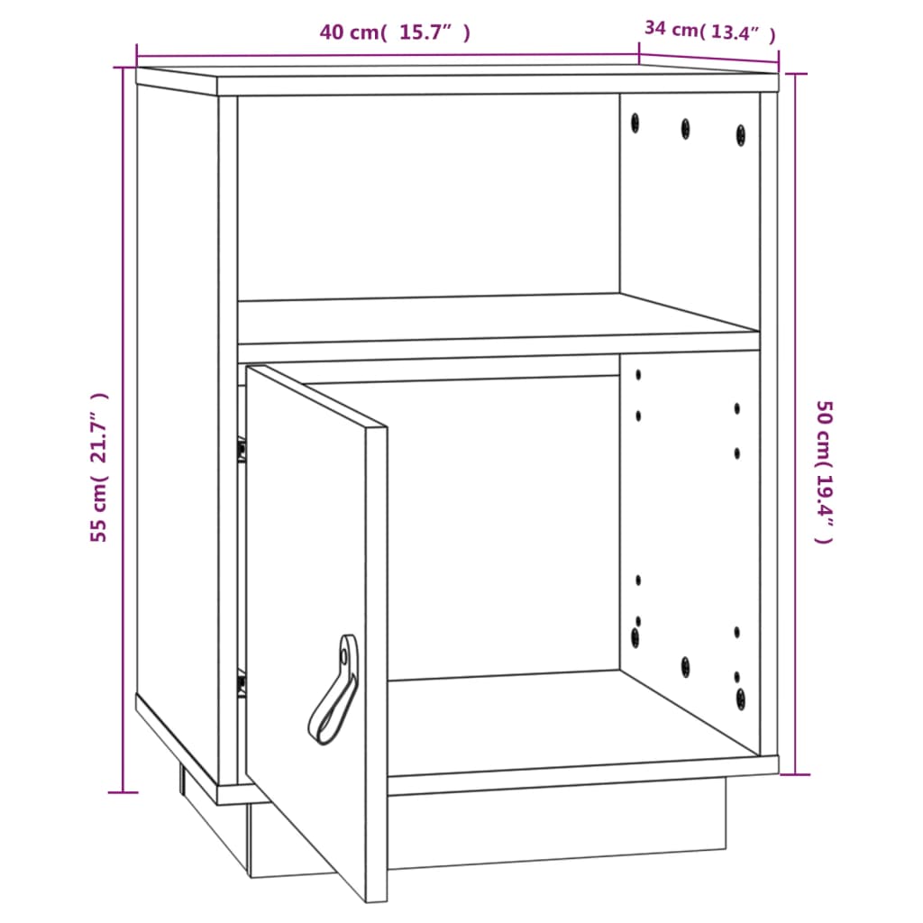 Comodini Grigi 2 pz 40x34x55 cm in Legno Massello di Pino - homemem39