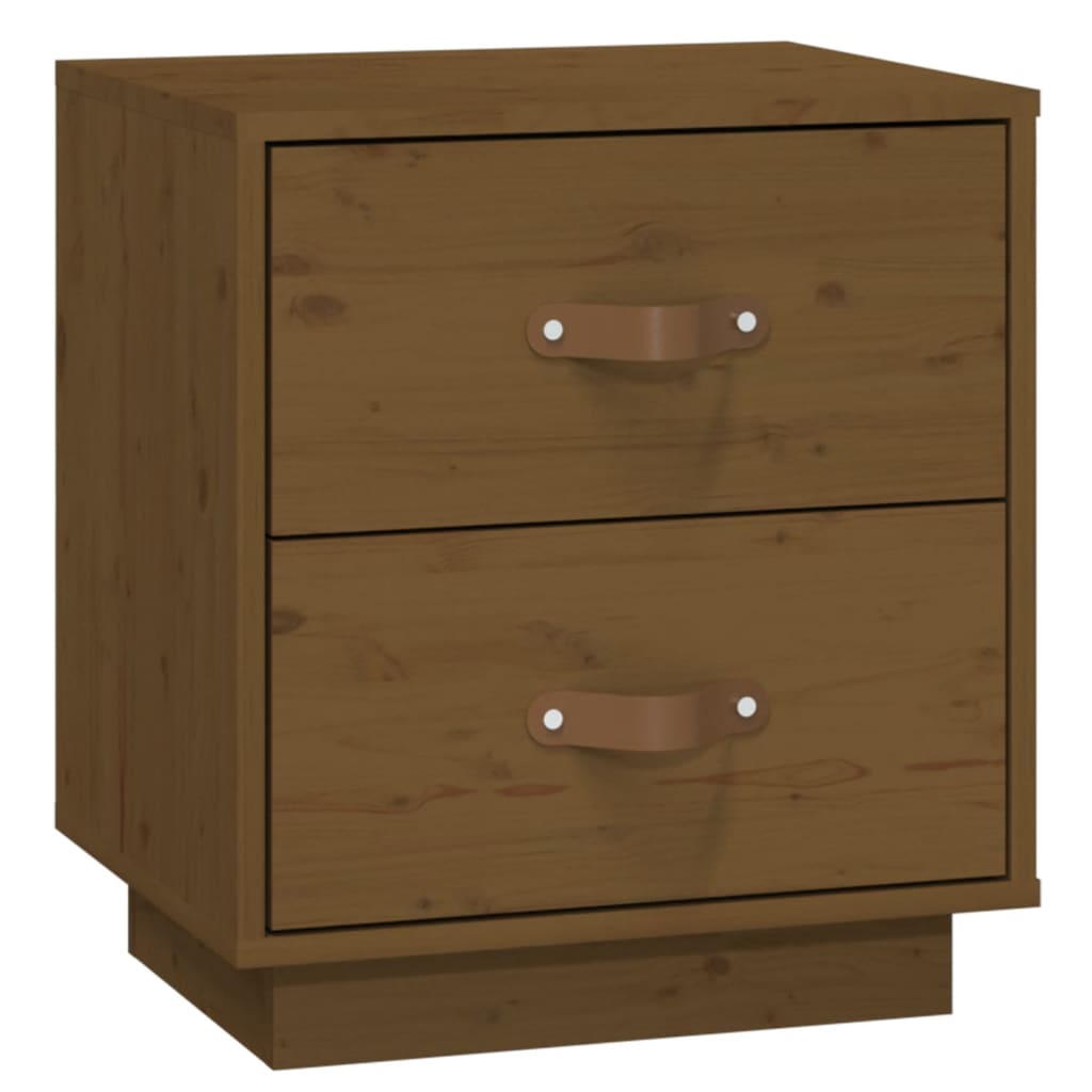 Comodino Marrone Ambrato 40x34x45 cm in Legno Massello di Pino - homemem39