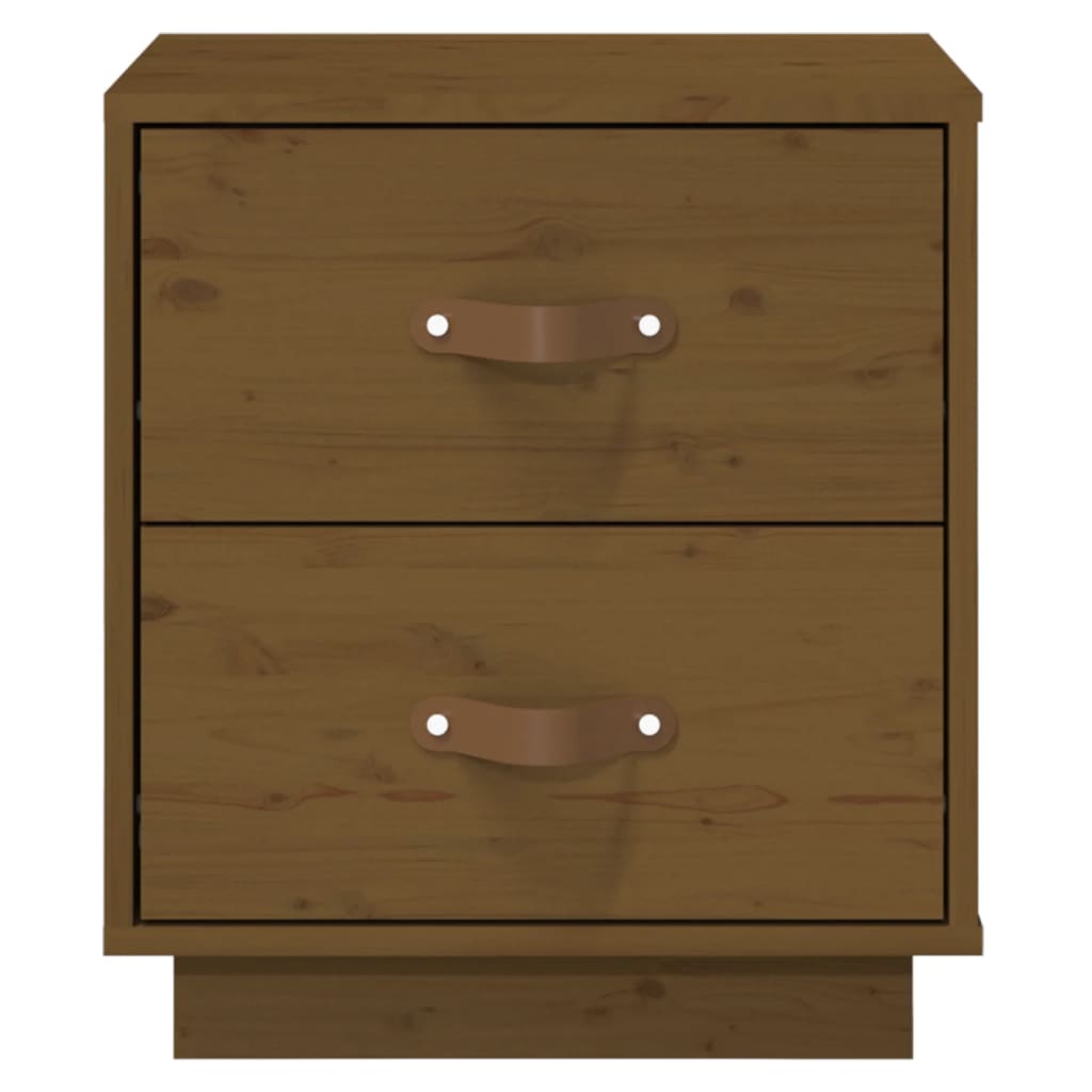 Comodino Marrone Ambrato 40x34x45 cm in Legno Massello di Pino - homemem39