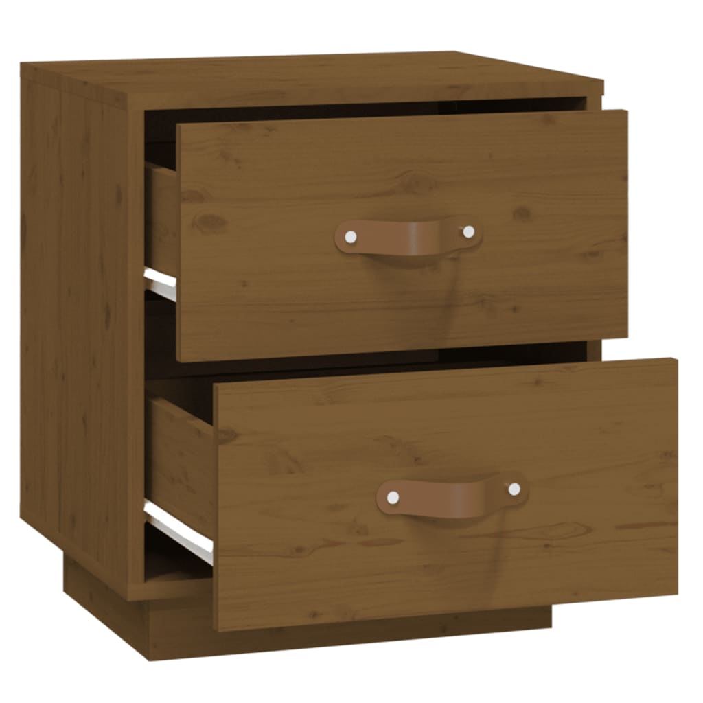 Comodino Marrone Ambrato 40x34x45 cm in Legno Massello di Pino - homemem39