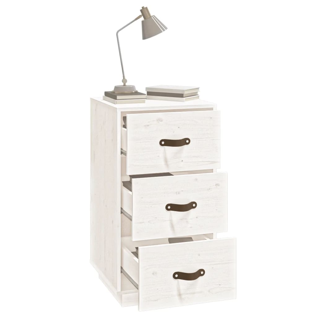 Comodini Bianchi 2 pz 40x40x75 cm in Legno Massello di Pino - homemem39