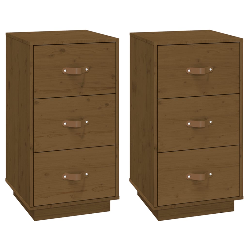 Comodini 2 pz Ambra 40x40x75 cm in Legno Massello di Pino - homemem39