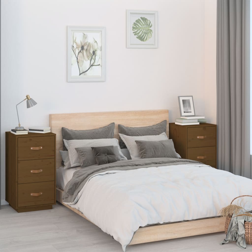 Comodini 2 pz Ambra 40x40x75 cm in Legno Massello di Pino - homemem39