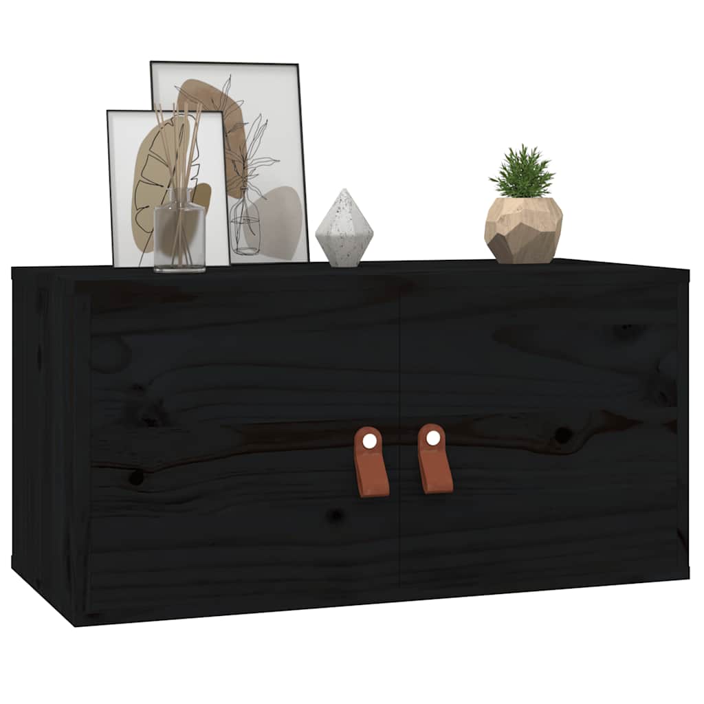 Pensili 2 pz Neri 60x30x30 cm in Legno Massello di Pino | homemem39
