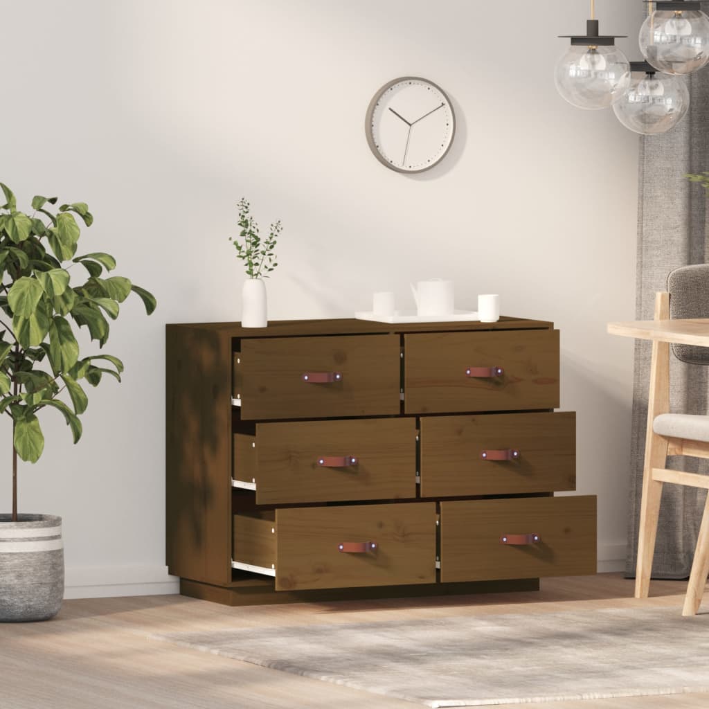 Credenza ambra 100x40x75 cm in Legno Massello di Pino - homemem39