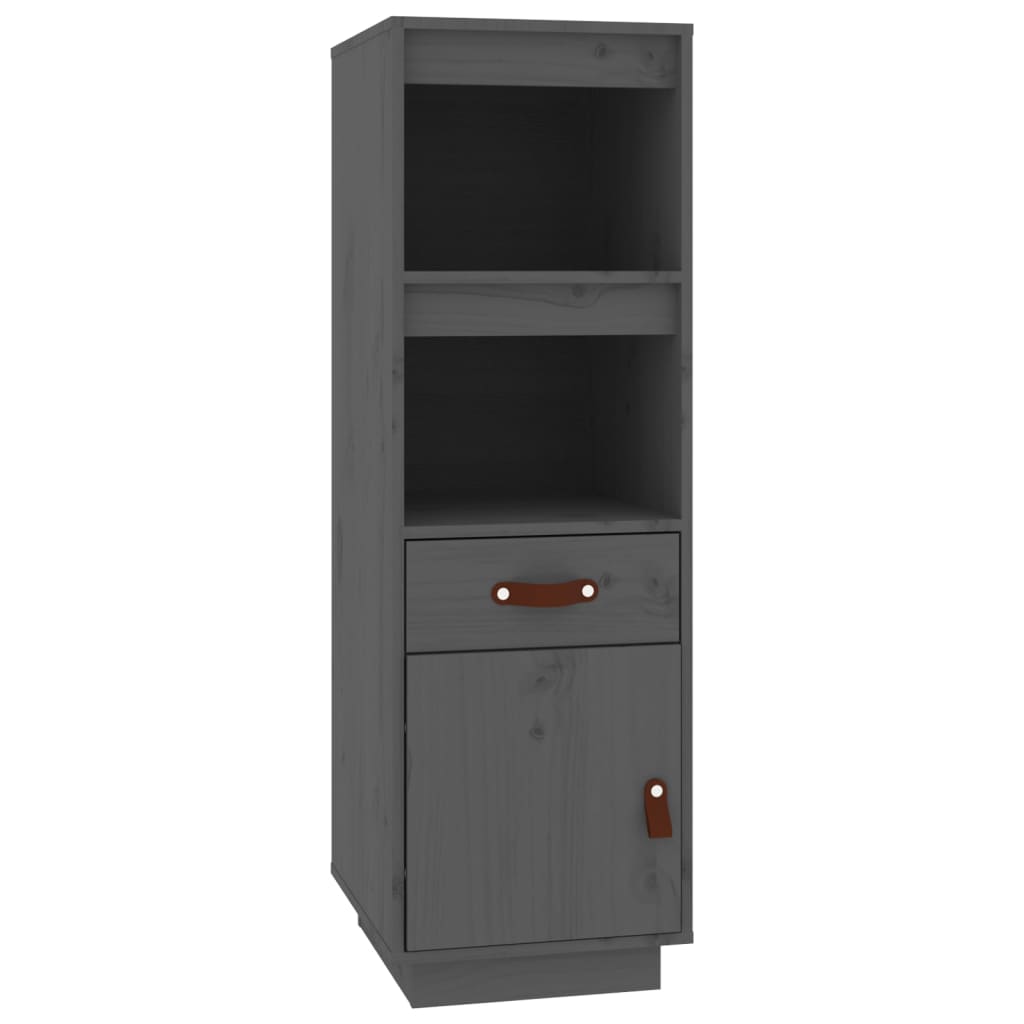 Credenza Grigia 34x40x108,5 cm in Legno Massello di Pino - homemem39