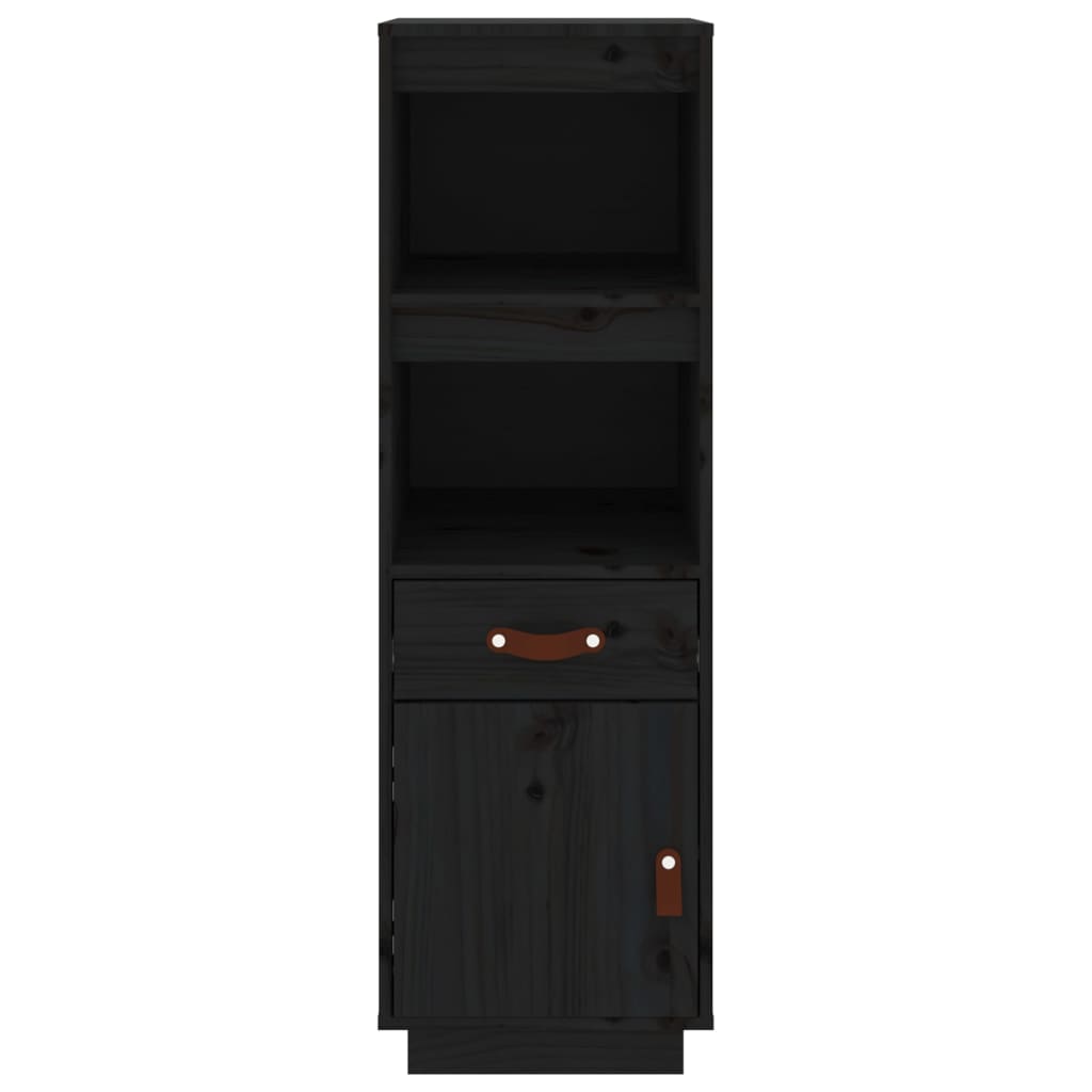 Credenza Nera 34x40x108,5 cm in Legno Massello di Pino - homemem39