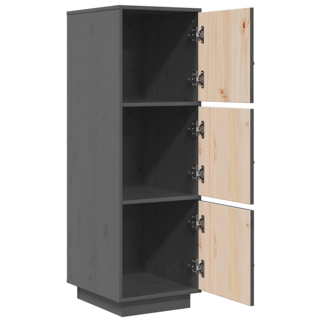 Credenza Grigia 34x40x108,5 cm in Legno Massello di Pino - homemem39