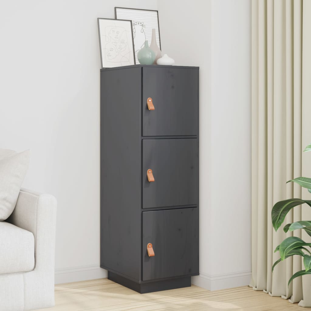 Credenza Grigia 34x40x108,5 cm in Legno Massello di Pino - homemem39