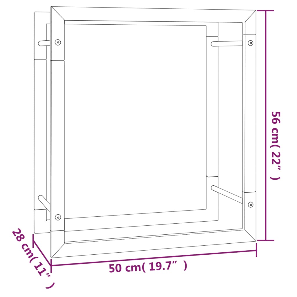 Portalegna Nero Opaco 50x28x56 cm in Acciaio - homemem39
