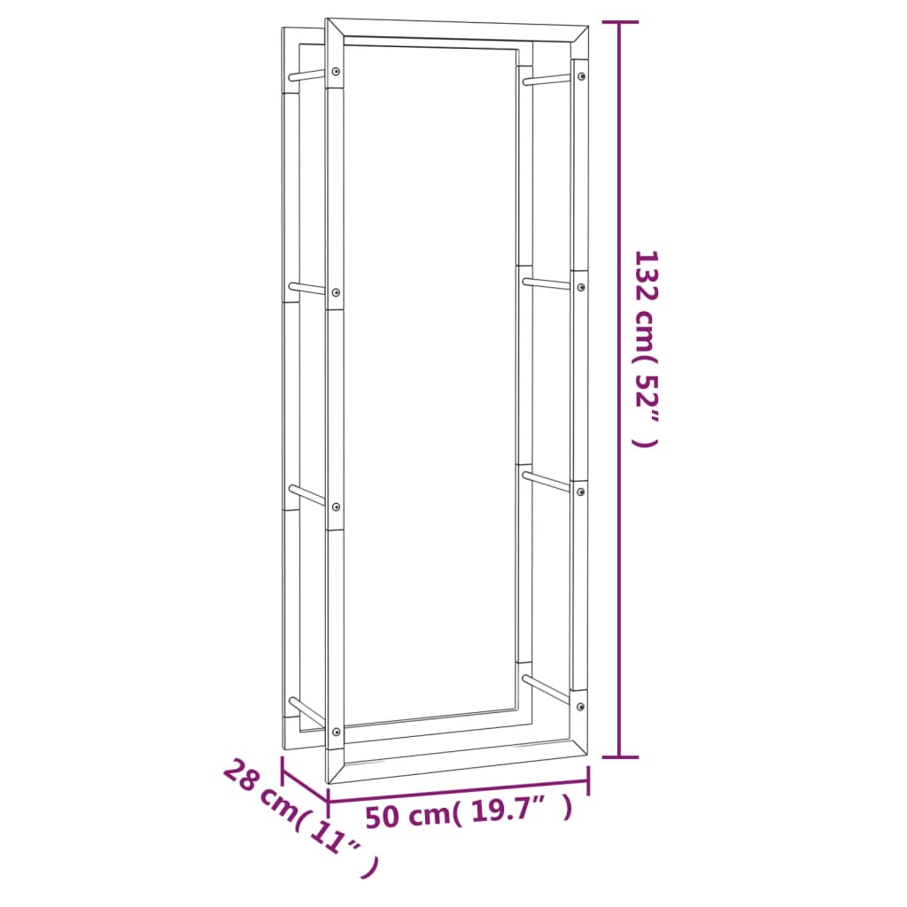 Portalegna Nero Opaco 50x28x132 cm in Acciaio - homemem39