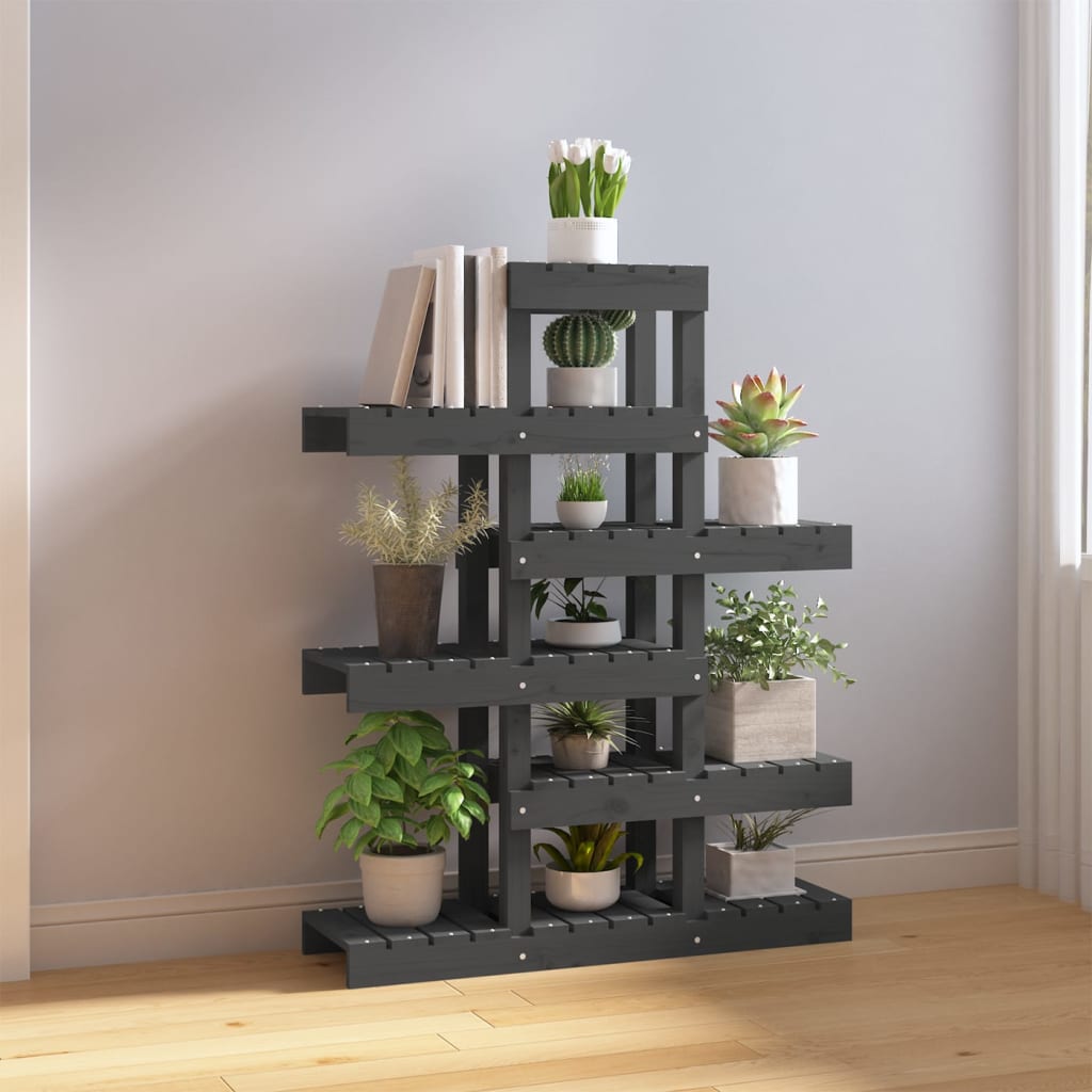 Supporto per Piante Grigio 85x25x109,5cm Legno Massello di Pino - homemem39