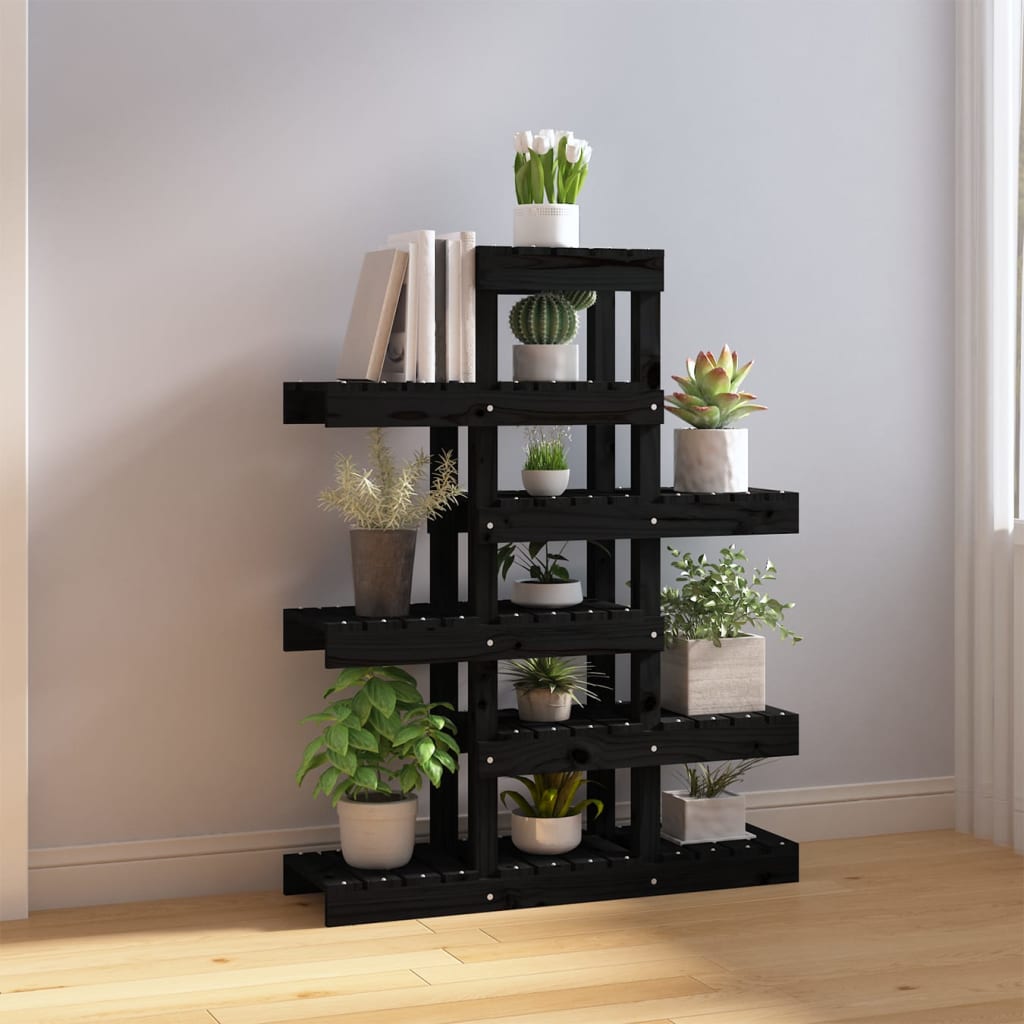 Supporto per Piante Nero 85x25x109,5 cm Legno Massello di Pino - homemem39