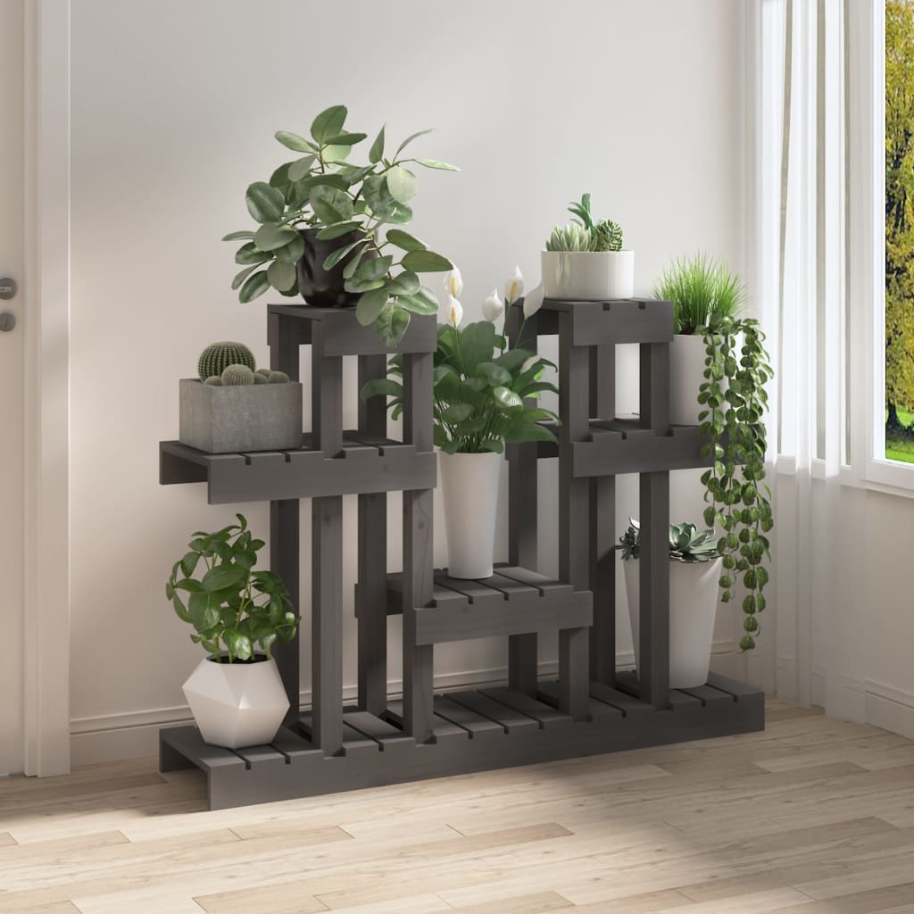 Supporto per Piante Grigio 104,5x25x77,5 cm in Massello di Pino - homemem39