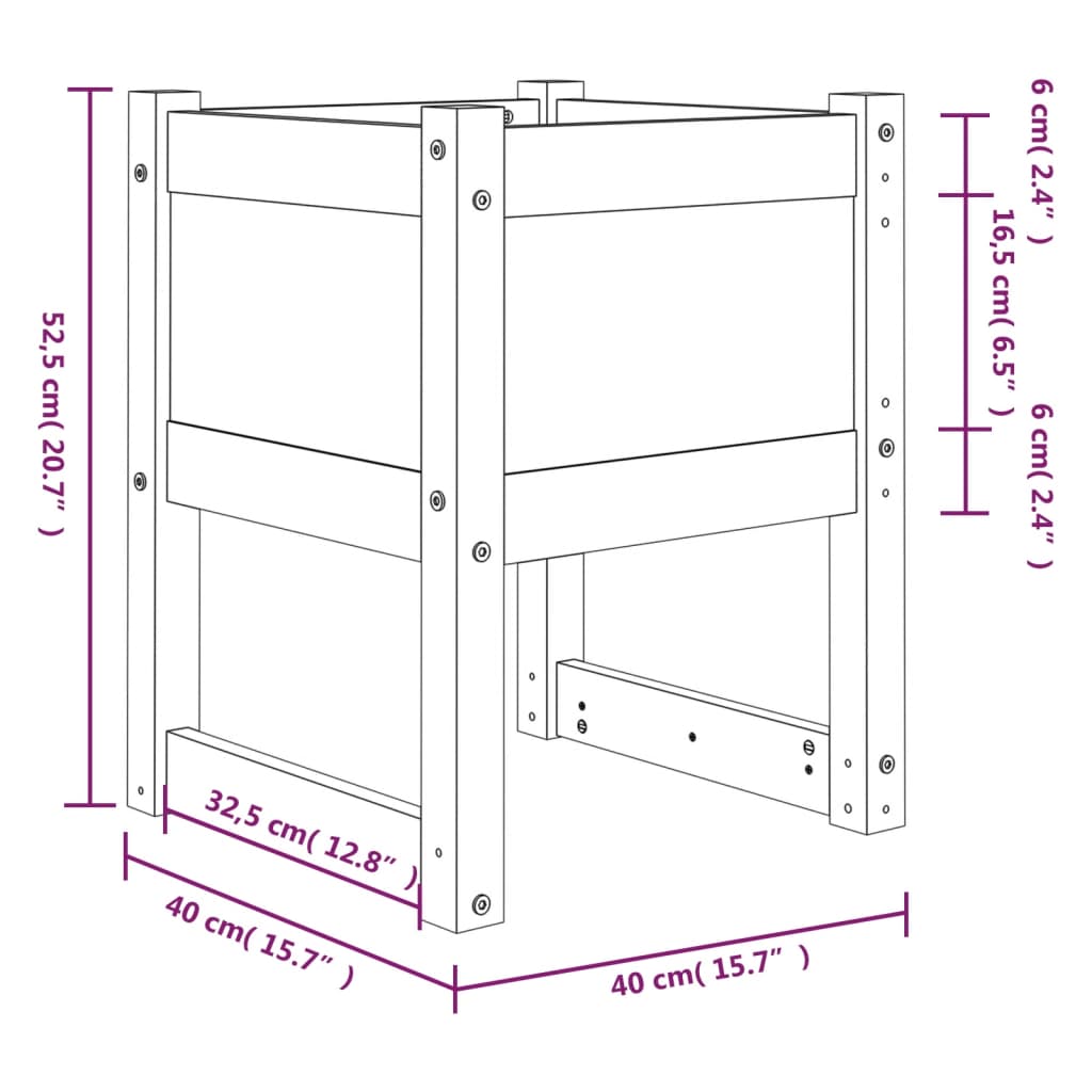 Fioriere 2 pz Ambra 40x40x52,5 cm in Legno Massello di Pino | homemem39