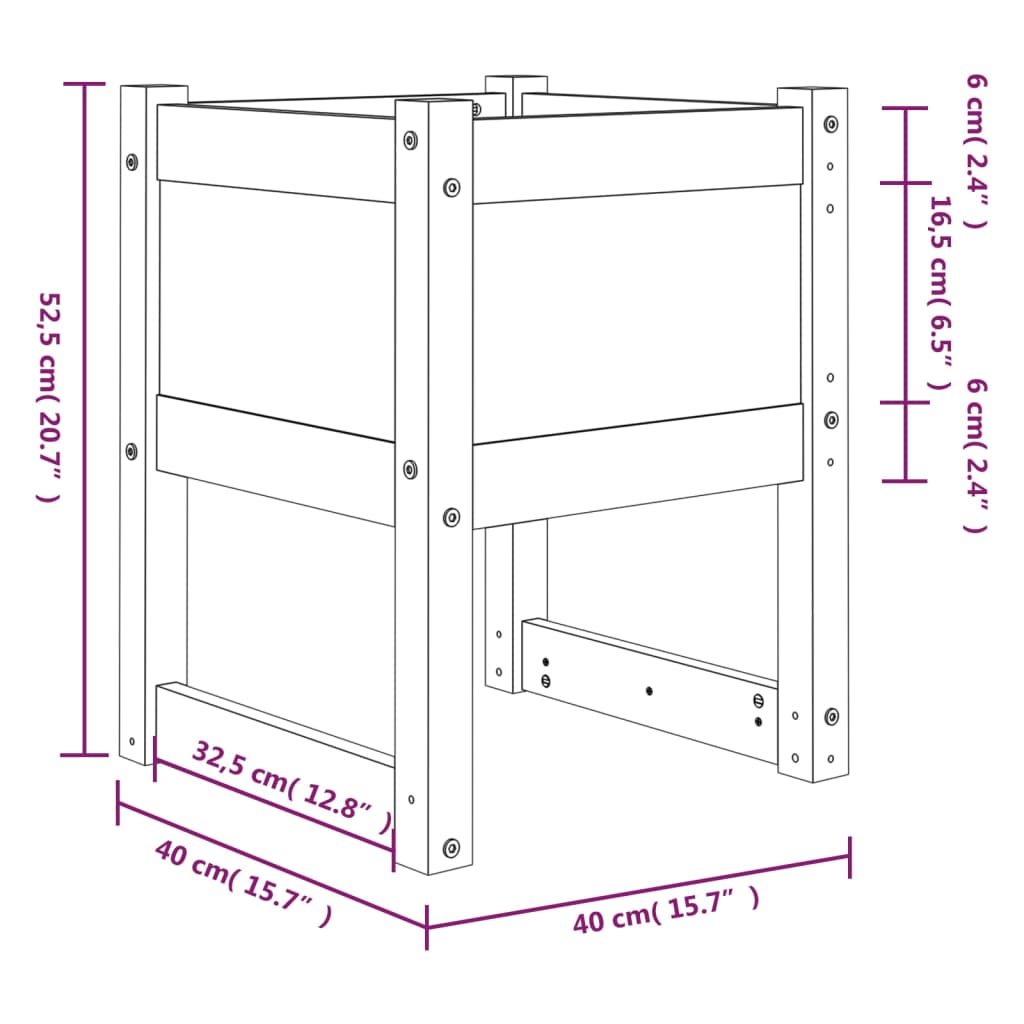 Fioriere 2 pz Nero 40x40x52,5 cm in Legno Massello di Pino | homemem39