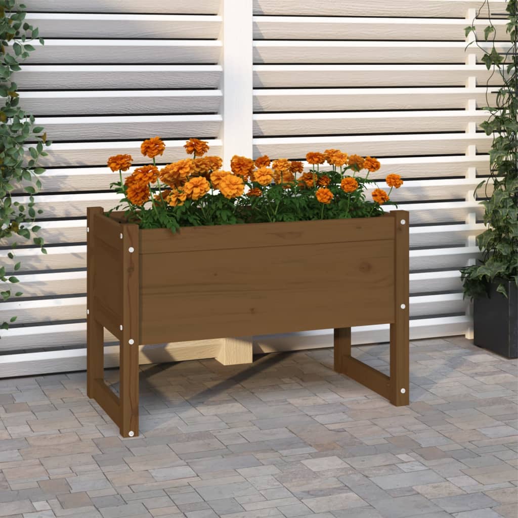 Fioriera Marrone Ambra 78x40x52 cm in Legno Massello di Pino