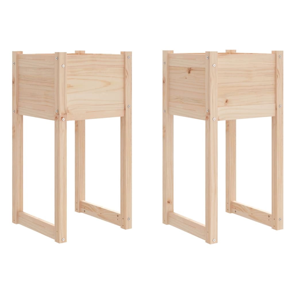Fioriere 2 pz Bianche 40x40x81 cm in Legno Massello di Pino - homemem39
