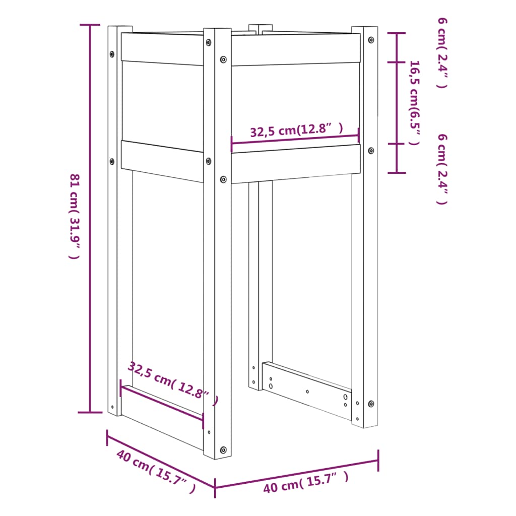 Fioriere 2 pz Bianche 40x40x81 cm in Legno Massello di Pino - homemem39