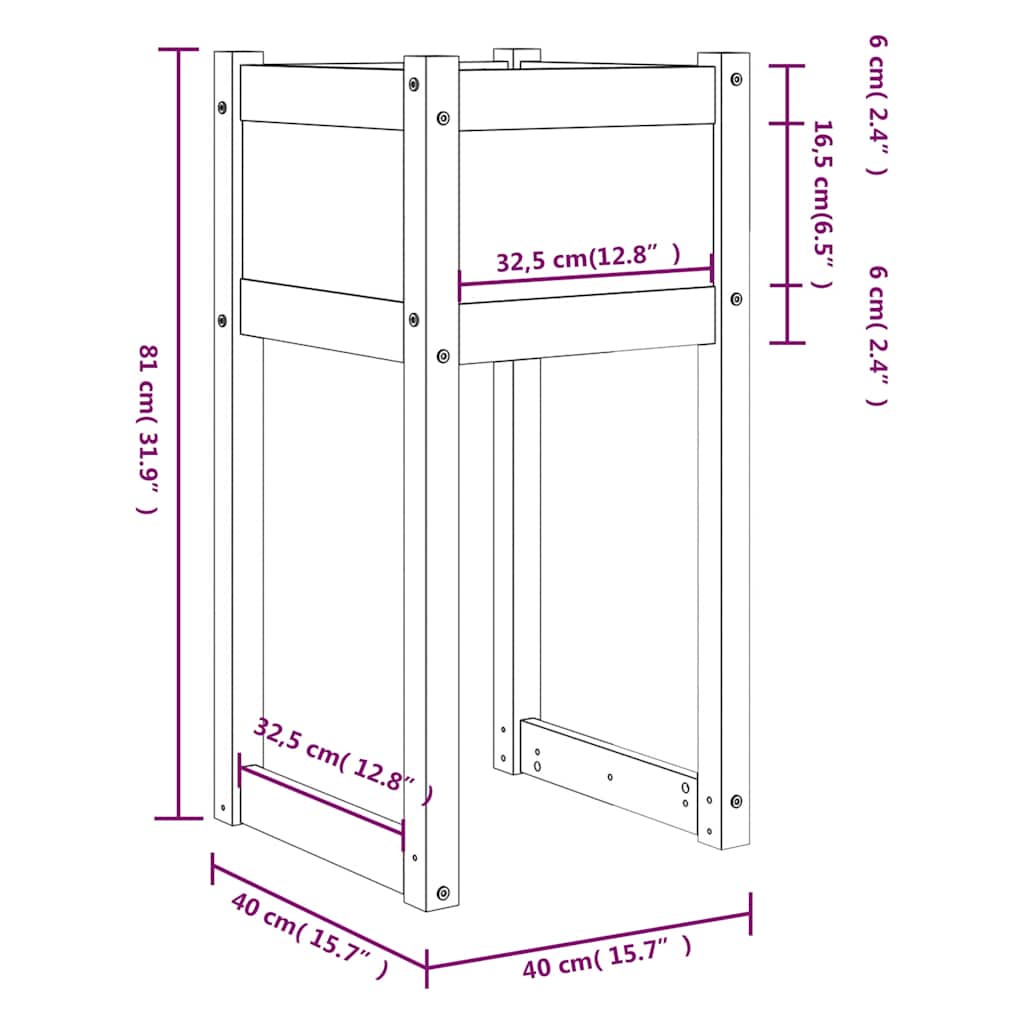 Fioriere 2 pz Bianche 40x40x81 cm in Legno Massello di Pino - homemem39
