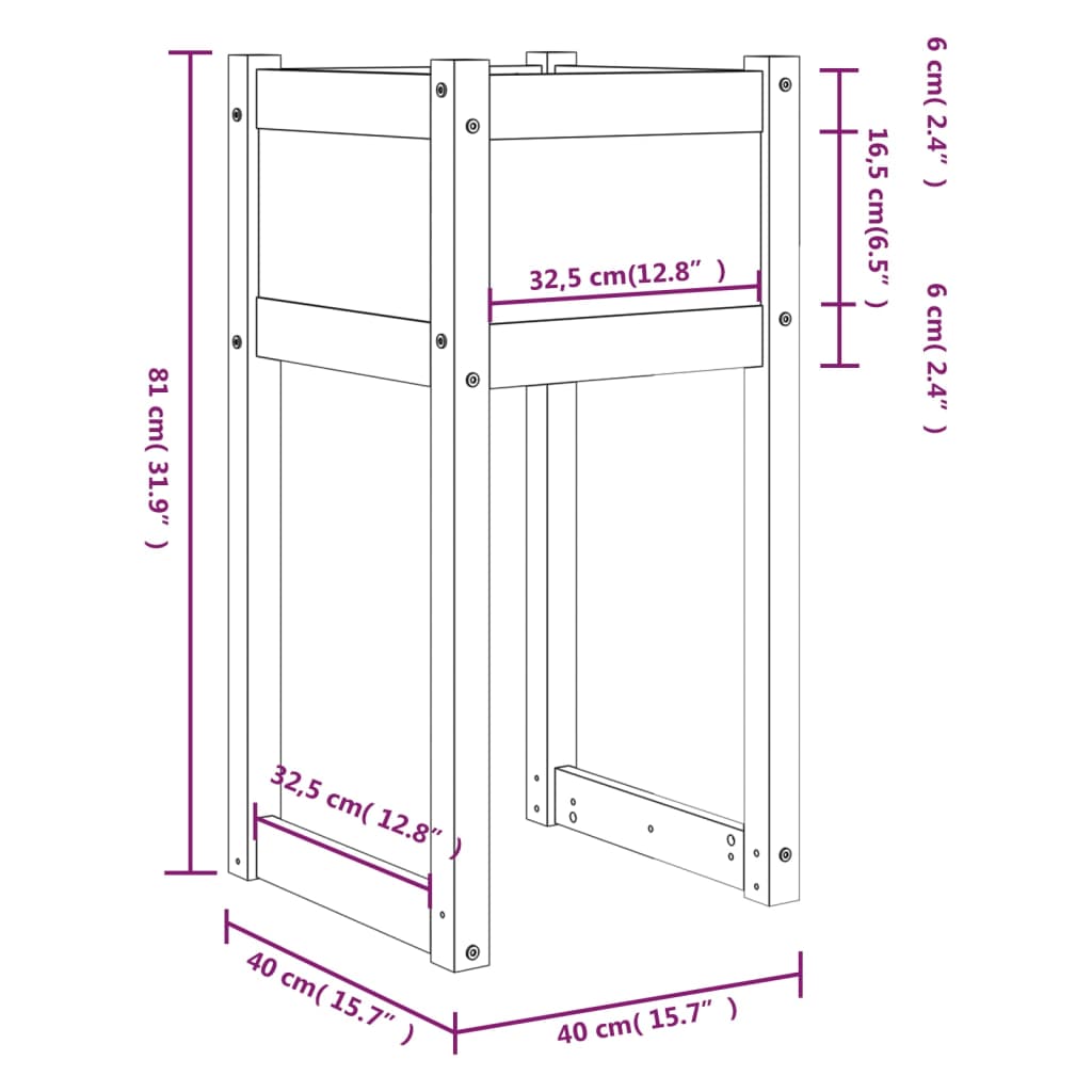 Fioriere 2 pz Grigio 40x40x81 cm in Legno Massello di Pino - homemem39