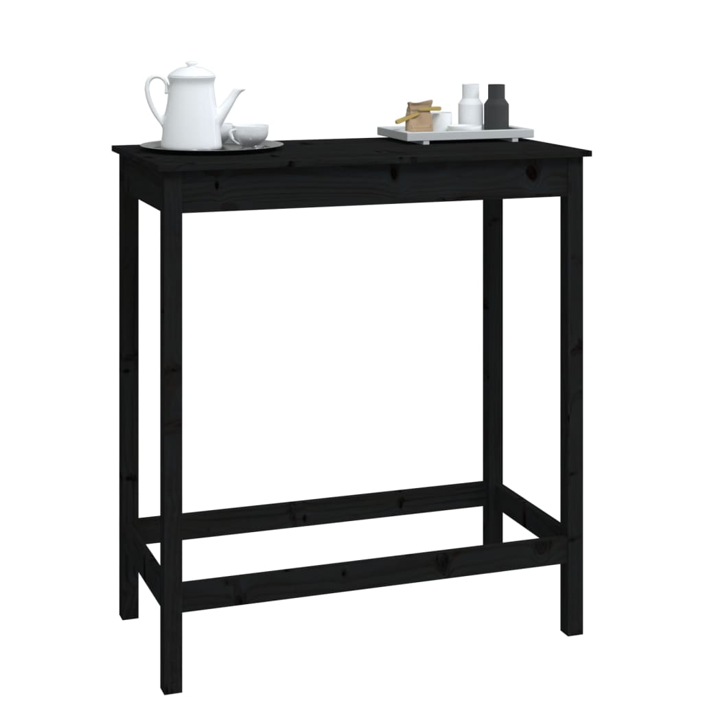 Tavolo da Bar Nero 100x50x110 cm in Legno Massello di Pino - homemem39