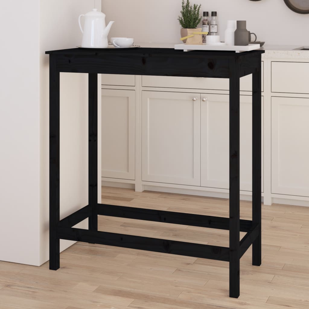 Tavolo da Bar Nero 100x50x110 cm in Legno Massello di Pino - homemem39