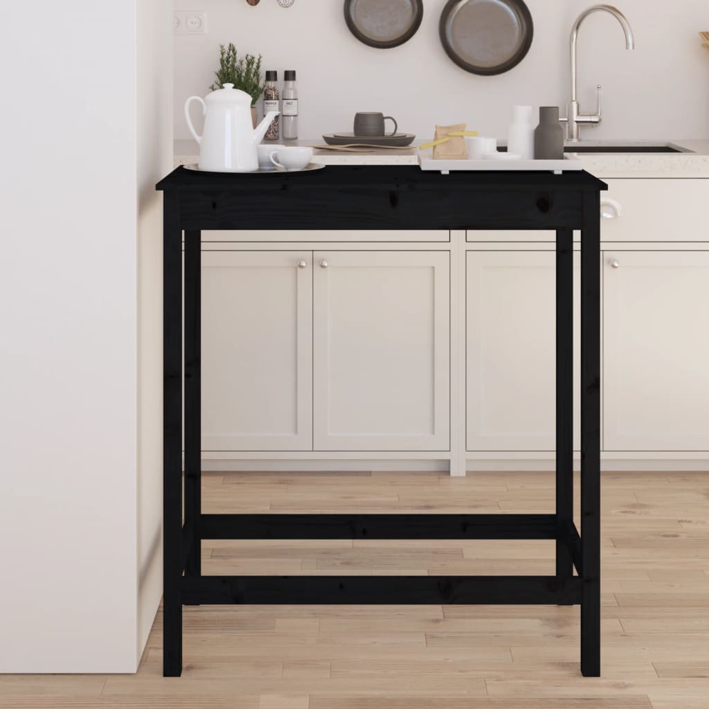 Tavolo da Bar Nero 100x50x110 cm in Legno Massello di Pino - homemem39