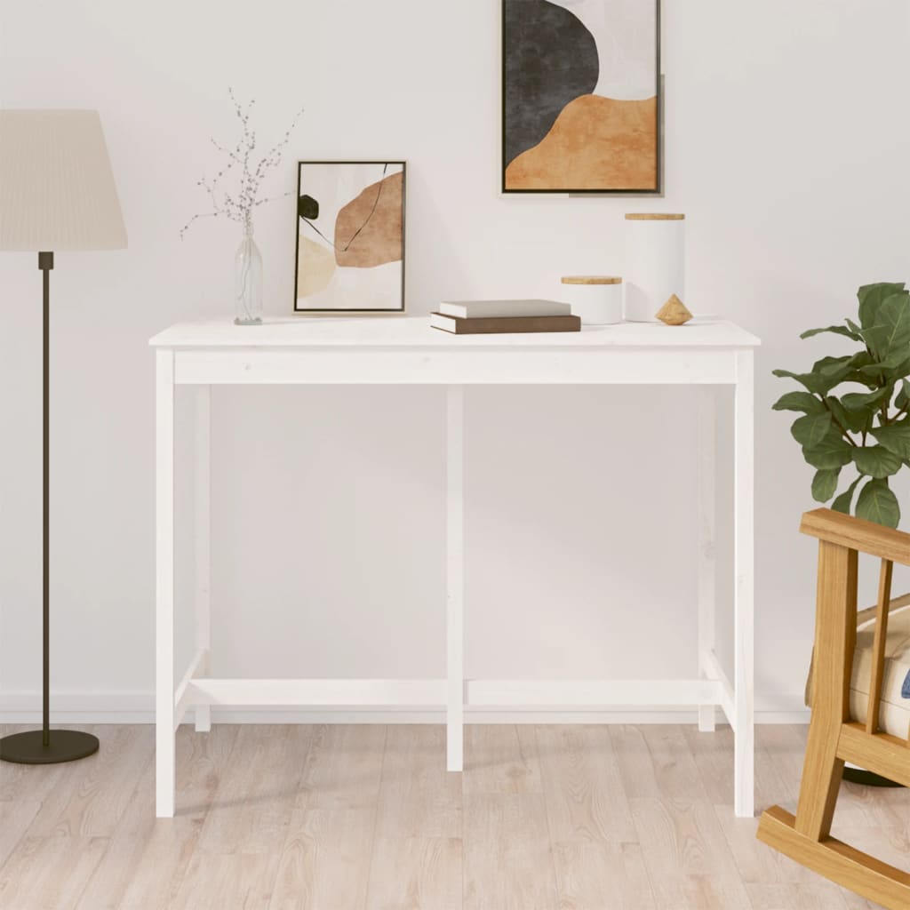 Tavolo da Bar Bianco 140x80x110 cm in Legno Massello di Pino - homemem39