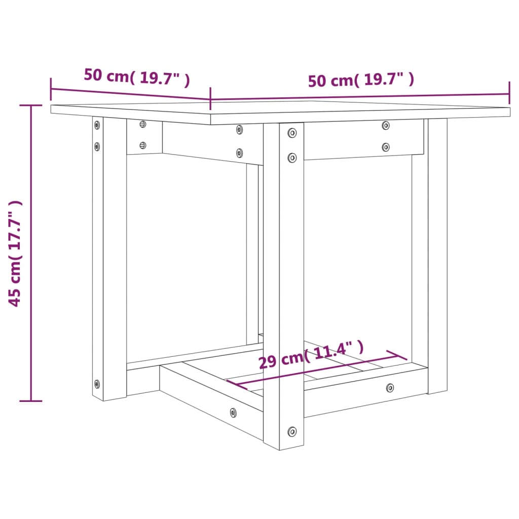 Tavolino da Salotto Grigio 50x50x45 cm Legno Massello di Pino | homemem39