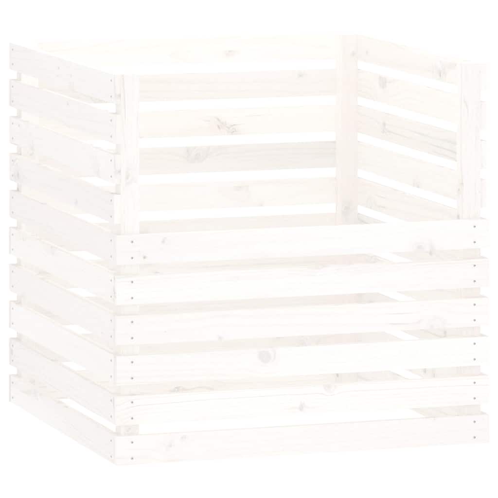 Compostiera Bianca 80x80x78 cm in Legno Massello di Pino - homemem39
