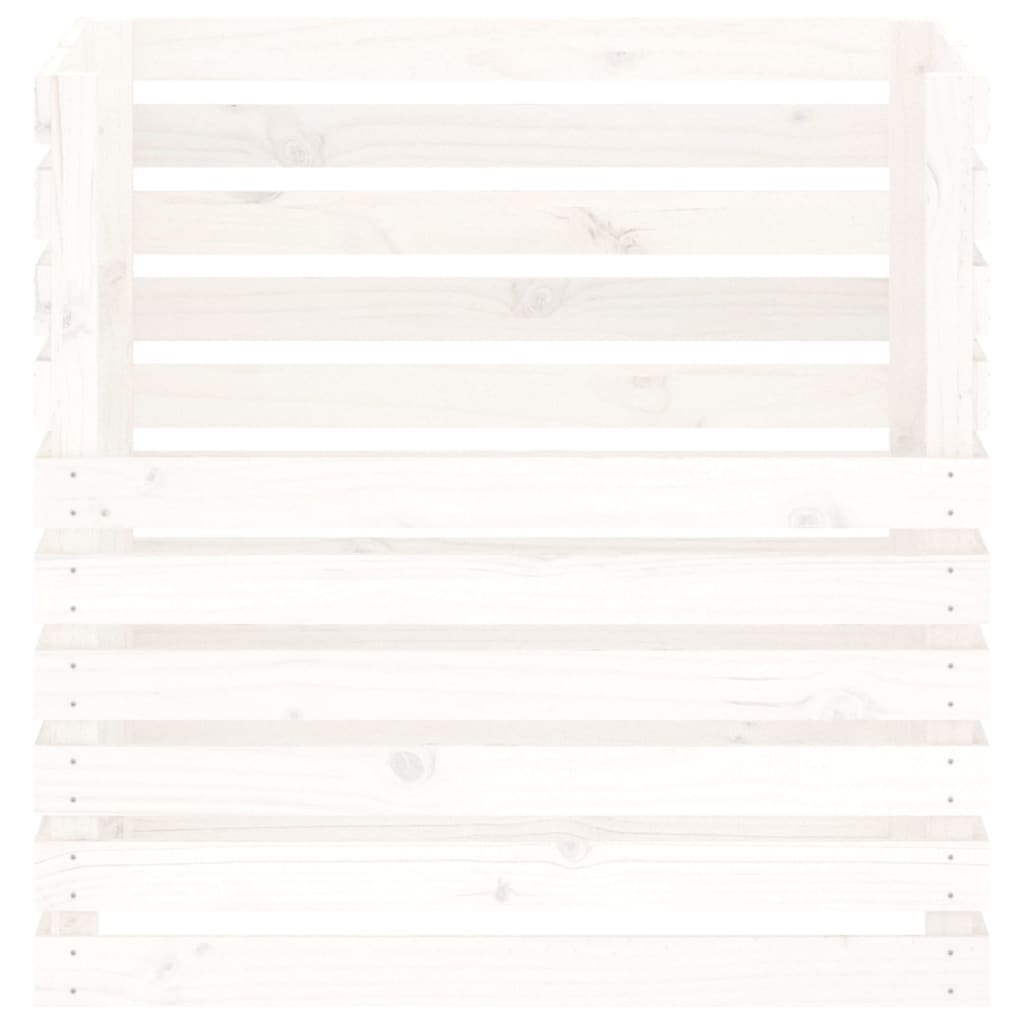Compostiera Bianca 80x80x78 cm in Legno Massello di Pino - homemem39