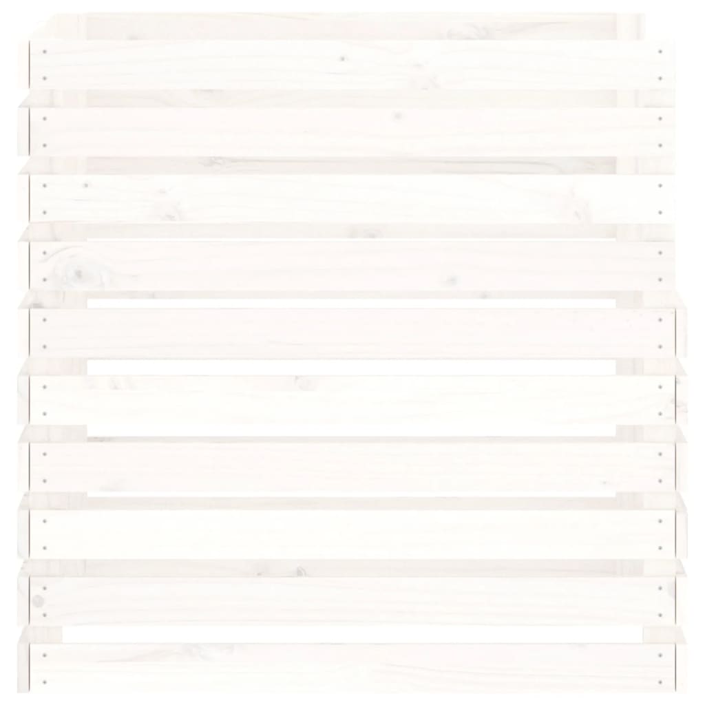 Compostiera Bianca 80x80x78 cm in Legno Massello di Pino - homemem39