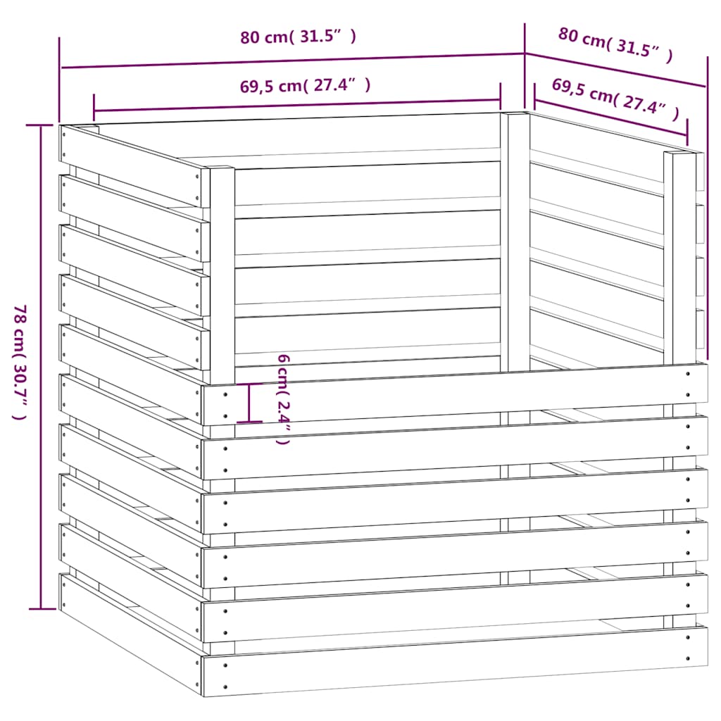 Compostiera Bianca 80x80x78 cm in Legno Massello di Pino | homemem39